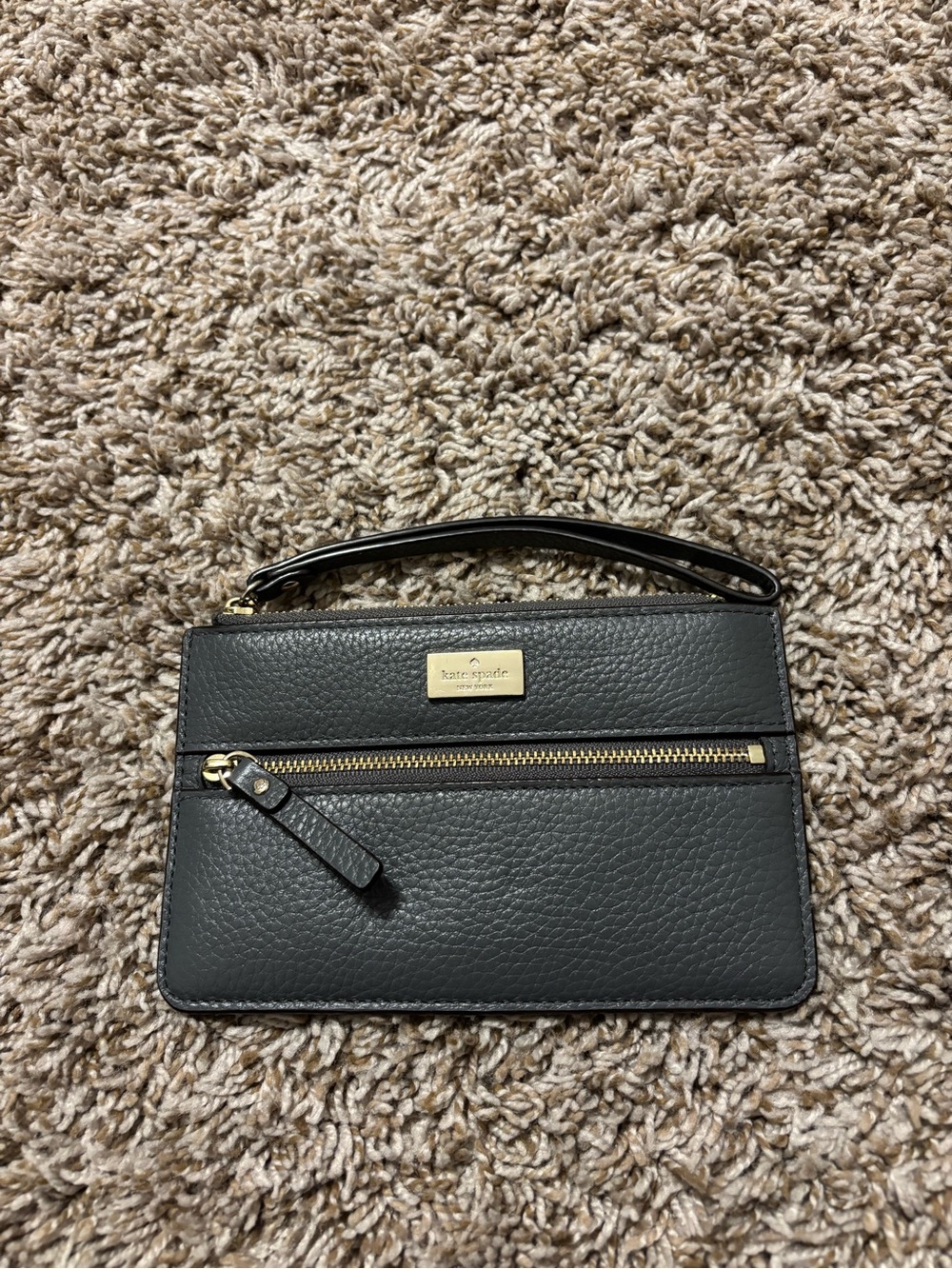 kate spade grey leather wristlet wallet